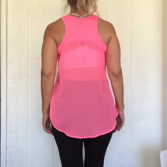 HOT PINK SHEER BACK TANK TOP MEDIUM - Picture 3 of 6